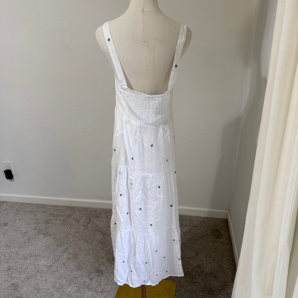 Rails $244 Violet Green Daisy Embroidery White Linen Blend Maxi Dress Medium - Picture 7 of 12